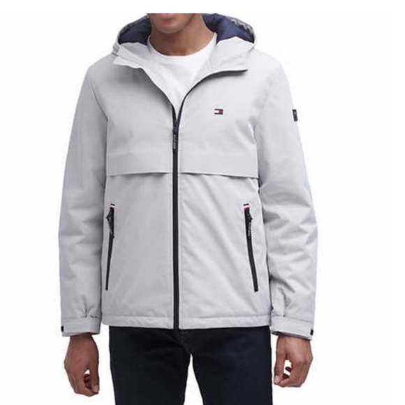 Tommy Hilfiger Other - Tommy Hilfiger Gray Hooded Raincoat Weather-Resistant #D009